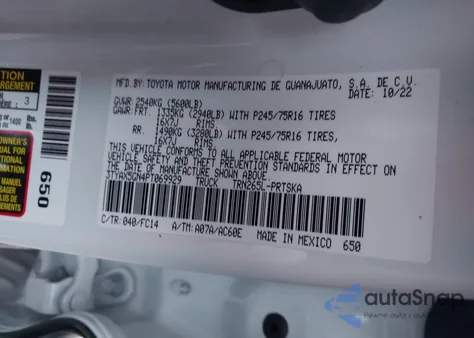 2023 Toyota Tacoma Sr5 from USA, damaged, VIN 3TYAX5GN4PT069929